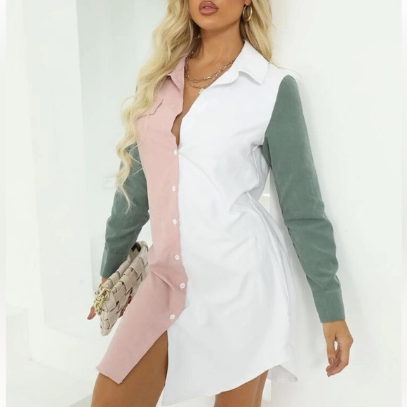 Color-block Buttoned Dress - Picture 1 of 3